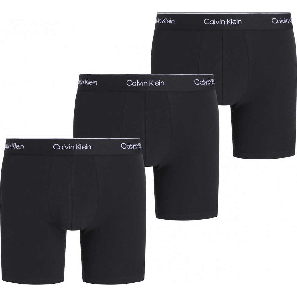 Calvin Klein LV00NB4394-TM6, Ανδρικό Boxer Brief  3 τεμ. Βαμβακερό μακρύ, ΜΑΥΡΟ