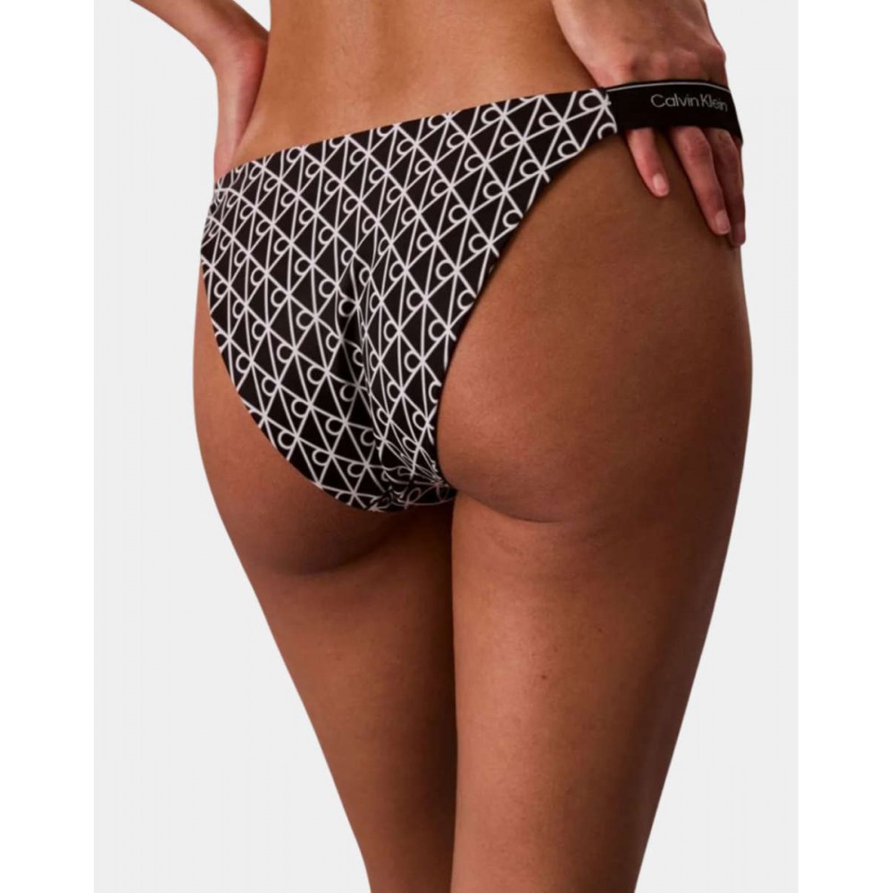 Calvin Klein LV00Q61206-32N, Γυναικείο Μαγιό Bikini Bottom All Over Print CK Icon, EMBLEM BLACK