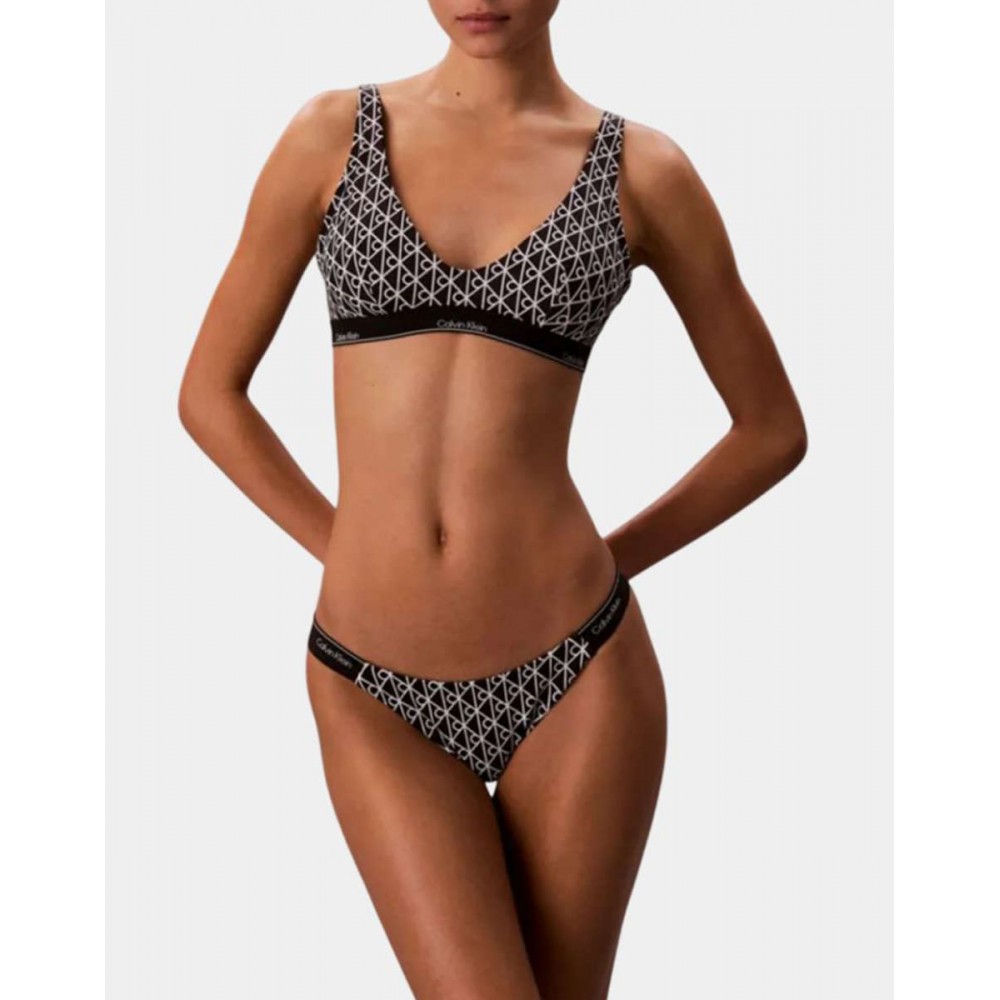 Calvin Klein LV00Q61206-32N, Γυναικείο Μαγιό Bikini Bottom All Over Print CK Icon, EMBLEM BLACK