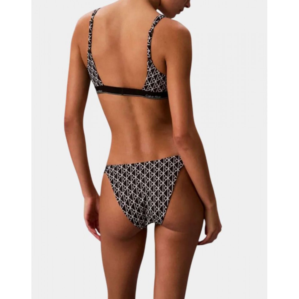 Calvin Klein LV00Q61206-32N, Γυναικείο Μαγιό Bikini Bottom All Over Print CK Icon, EMBLEM BLACK