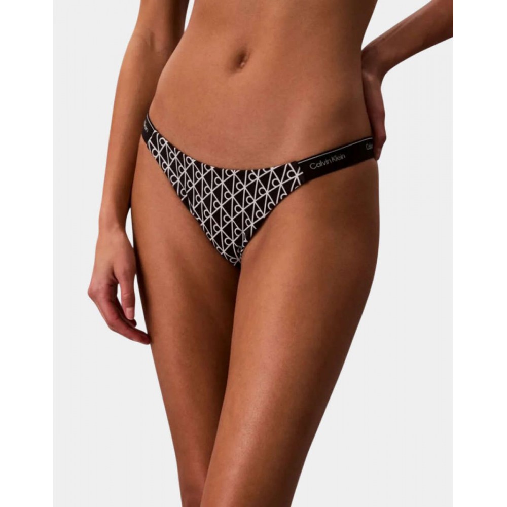 Calvin Klein LV00Q61206-32N, Γυναικείο Μαγιό Bikini Bottom All Over Print CK Icon, EMBLEM BLACK