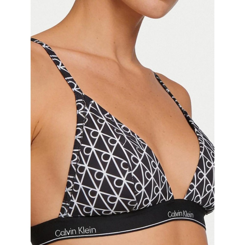 Calvin Klein LV00Q61208-32N, Γυναικείο Μαγιό Bikini Top All Over Print CK Icon, EMBLEM BLACK