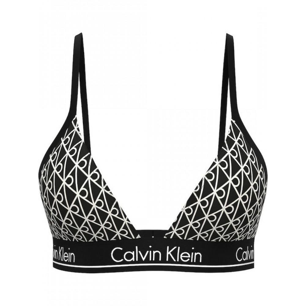 Calvin Klein LV00Q61208-32N, Γυναικείο Μαγιό Bikini Top All Over Print CK Icon, EMBLEM BLACK