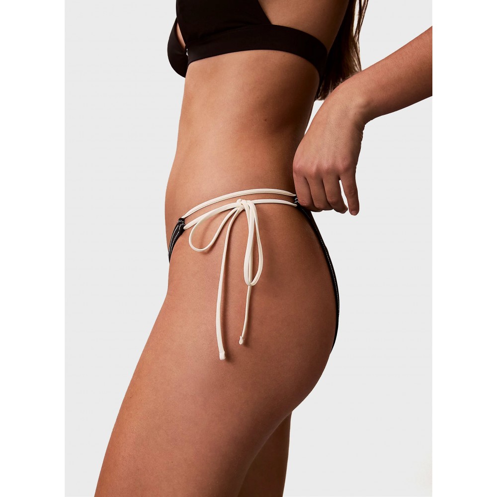 Calvin Klein Side Tie Bottom LV00Q61215-UB1, Γυναικείο Κυλοτάκι Μαγιό Δετό, ΜΑΥΡΟ