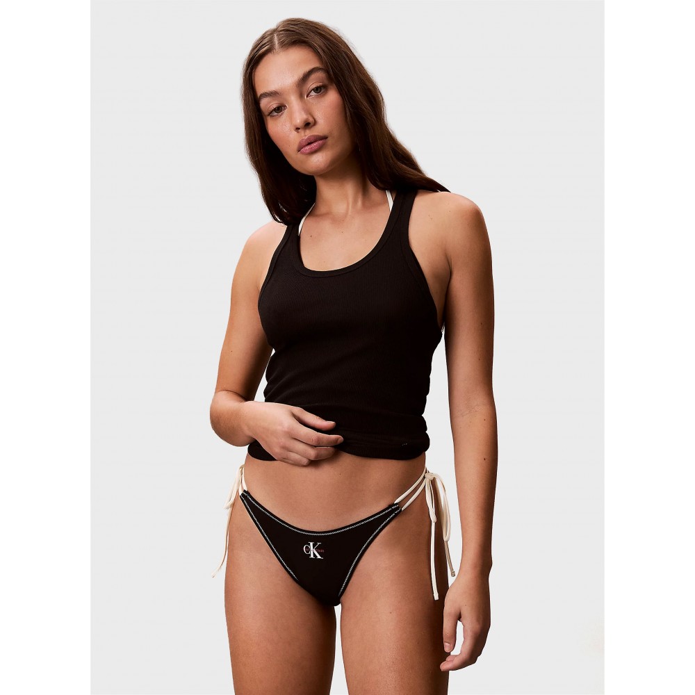 Calvin Klein Side Tie Bottom LV00Q61215-UB1, Γυναικείο Κυλοτάκι Μαγιό Δετό, ΜΑΥΡΟ