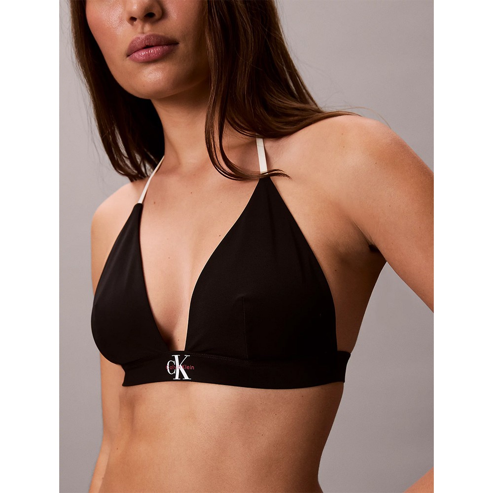 Calvin Klein Halter Triangle Bikini Top LV00Q61225-UB1, Γυναικείο Top Μαγιό, ΜΑΥΡΟ