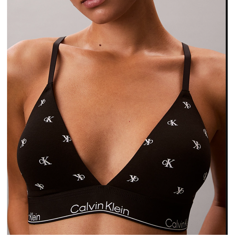 Calvin Klein LV00QF8498-PCS Lightly Lined Triangle Bralette - Icon Cotton Modal,  ΜΑΥΡΟ