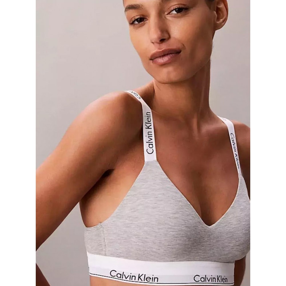 Calvin Klein LV00QF8504-P7A, Lightly Lined Bralette Μπουστάκι με φαρδιά τιράντα, ΓΚΡΙ