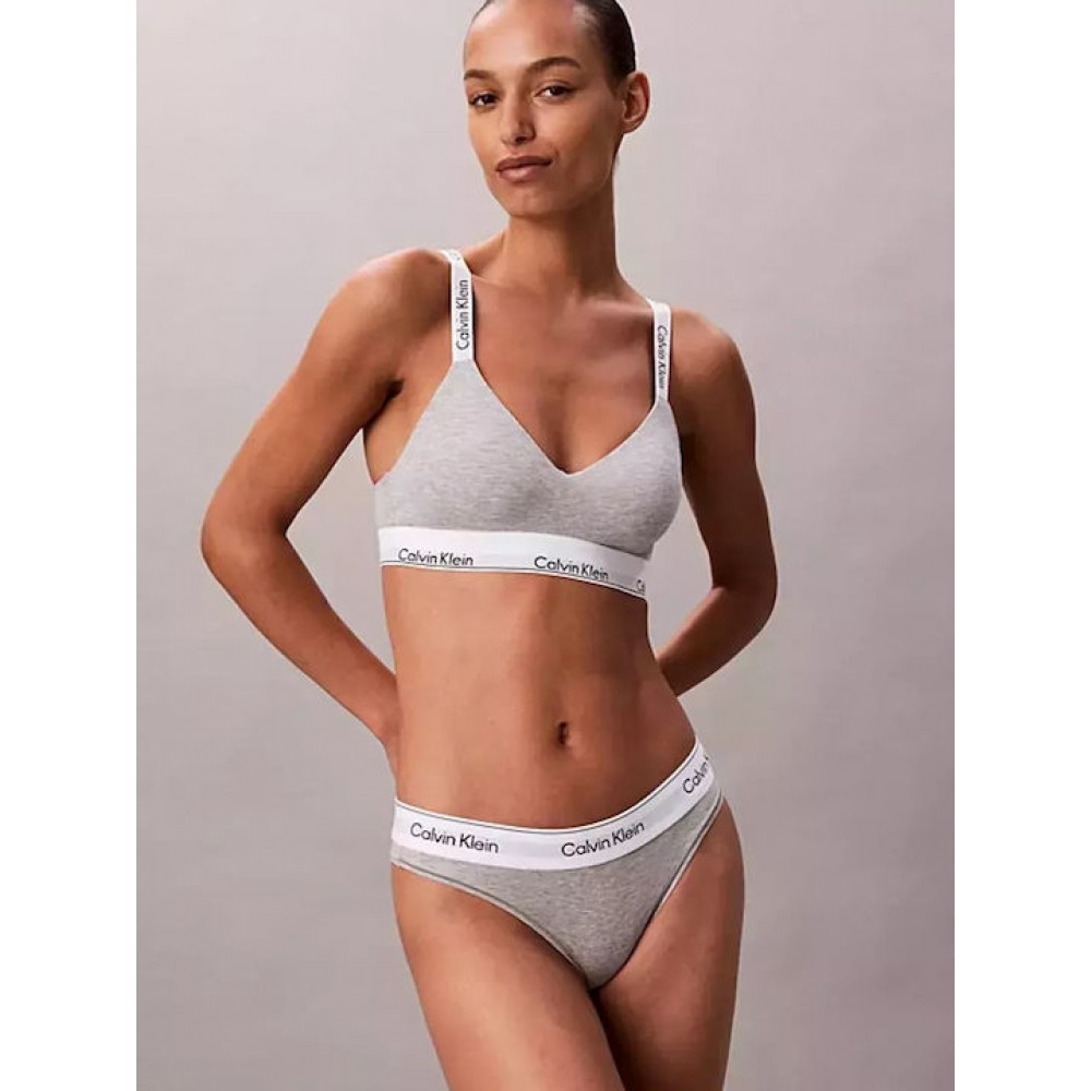 Calvin Klein LV00QF8504-P7A, Lightly Lined Bralette Μπουστάκι με φαρδιά τιράντα, ΓΚΡΙ