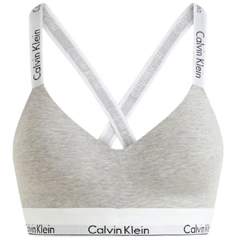 Calvin Klein LV00QF8504-P7A, Lightly Lined Bralette Μπουστάκι με φαρδιά τιράντα, ΓΚΡΙ