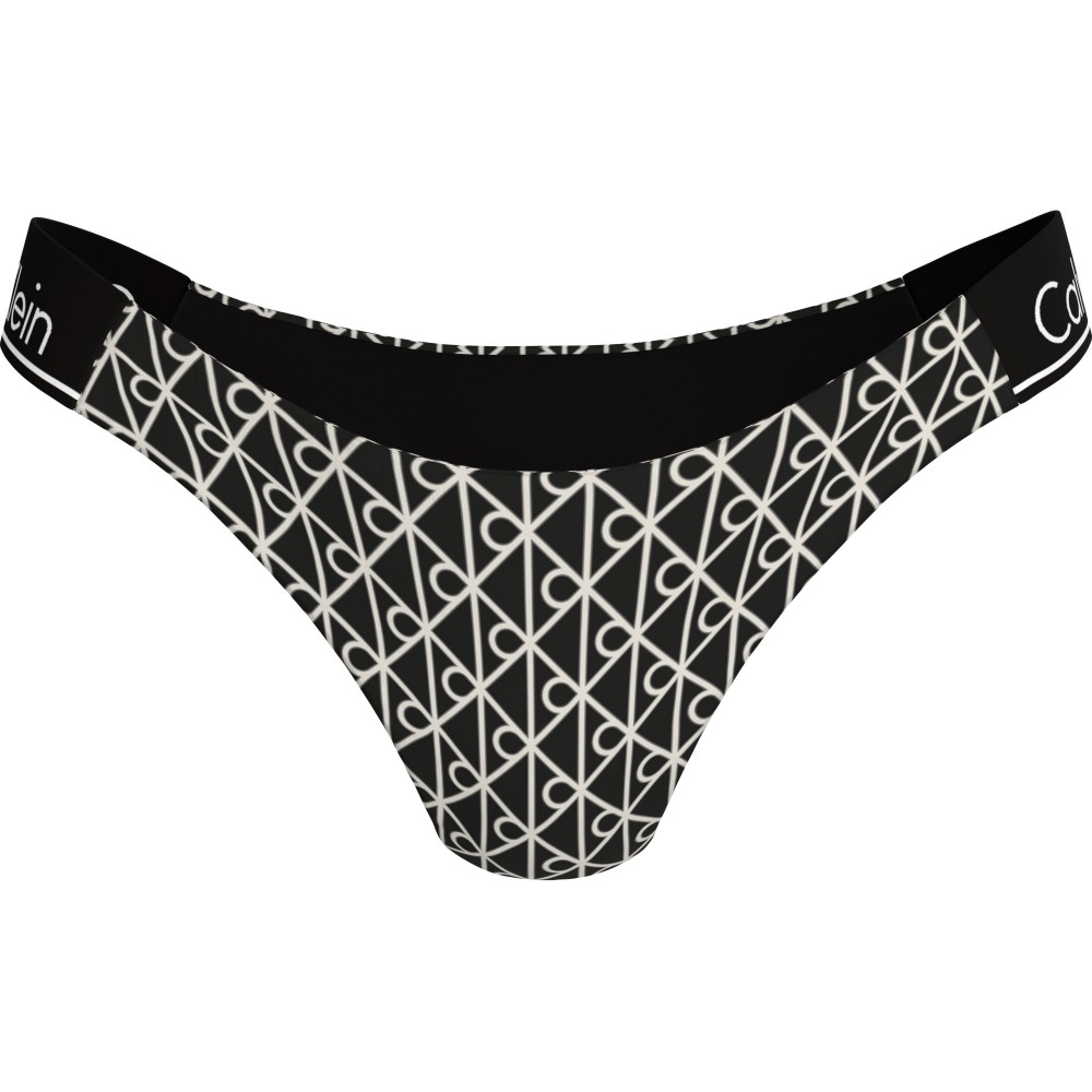 Calvin Klein LV00Q61206-32N, Γυναικείο Μαγιό Bikini Bottom All Over Print CK Icon, EMBLEM BLACK