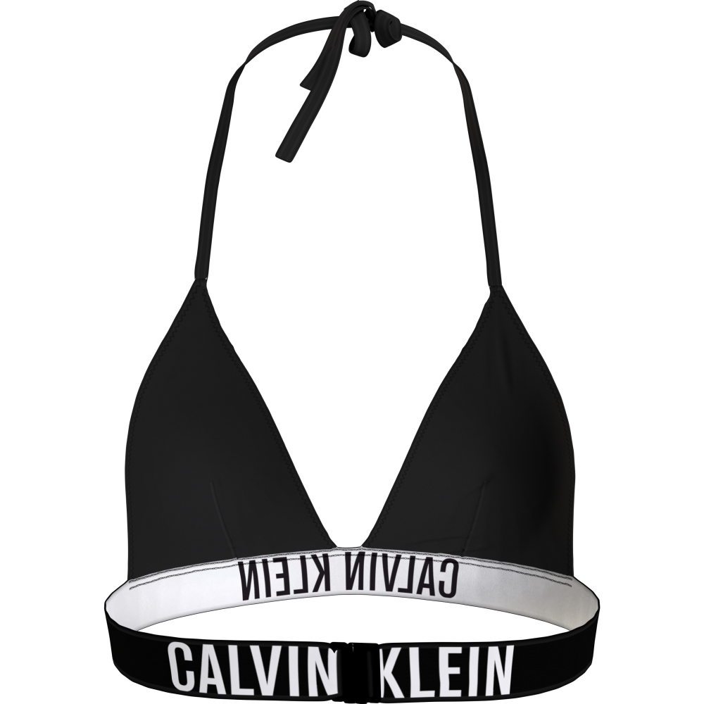 Μαγιό Τριγωνάκι Top Calvin Klein Triangle KW0KW01824-BEH με δέσιμο στο λαιμό και την πλάτη, ΜΑΥΡΟ