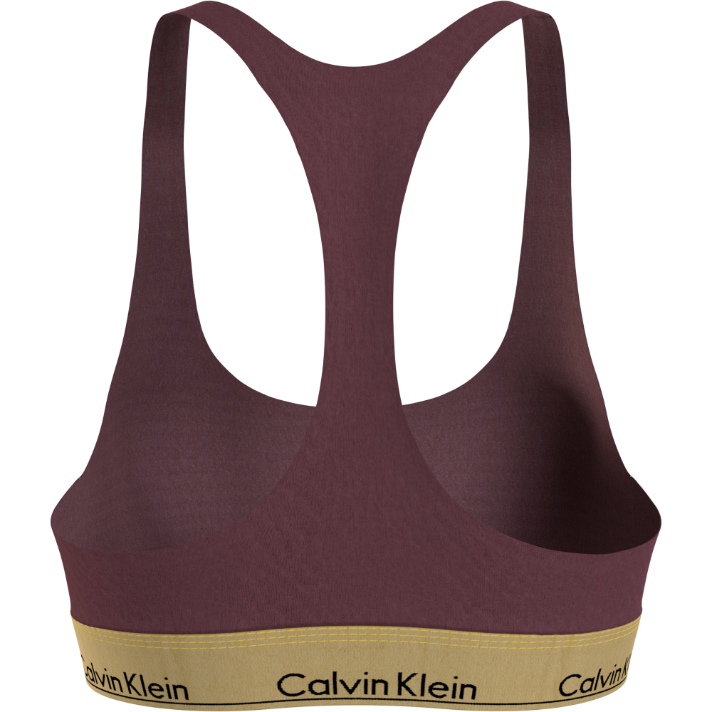 Calvin Klein Unlined Bralette 000QF7445E-GEX,  με φαρδύ λάστιχο και αθλητική πλάτη, ΜΠΟΡΝΤΟ