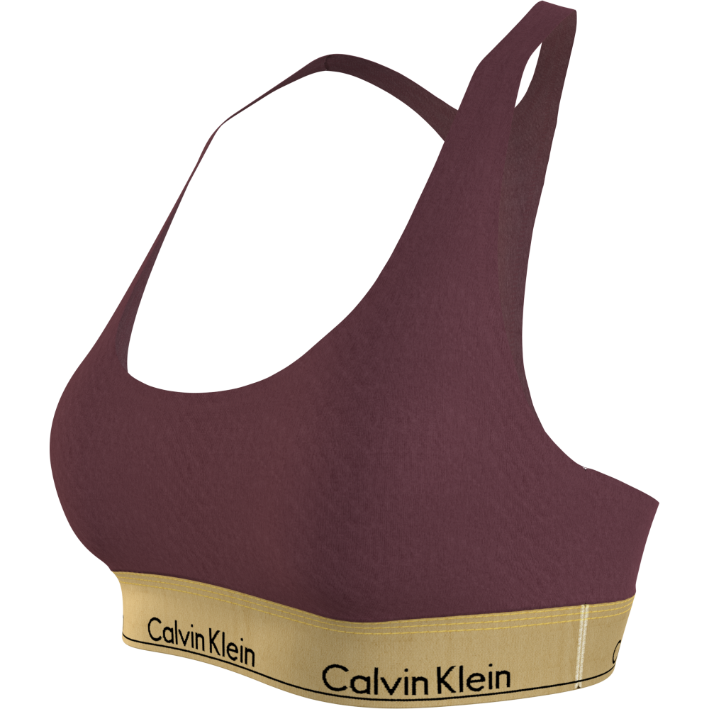 Calvin Klein Unlined Bralette 000QF7445E-GEX,  με φαρδύ λάστιχο και αθλητική πλάτη, ΜΠΟΡΝΤΟ