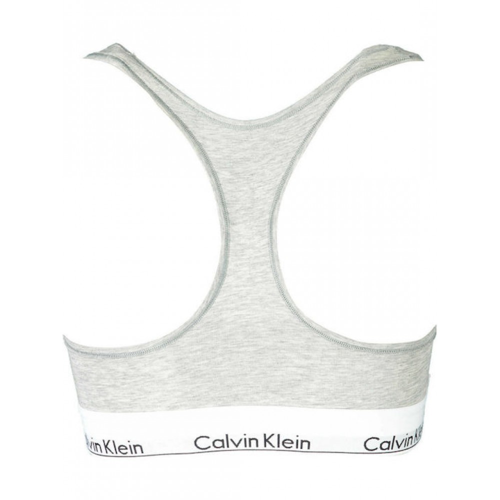 Calvin Klein Unlined Bralette 0000F3785E-020  με φαρδύ λάστιχο και αθλητική πλάτη ΓΚΡΙ