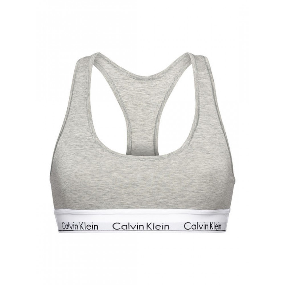 Calvin Klein Unlined Bralette 0000F3785E-020  με φαρδύ λάστιχο και αθλητική πλάτη ΓΚΡΙ