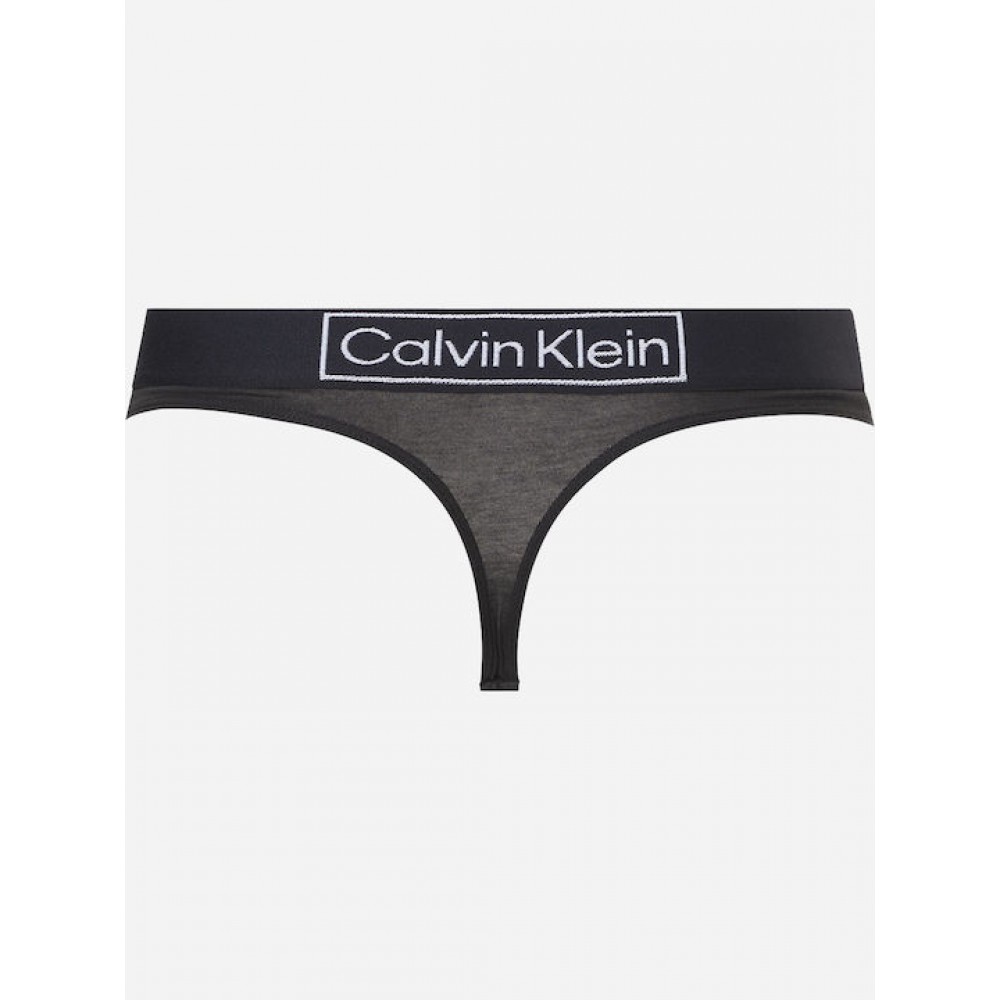 CALVIN KLEIN Thong 000QF6774E-UB1, Γυναικείο Εσώρουχο Στρινγκ με λογότυπο ΜΑΥΡΟ