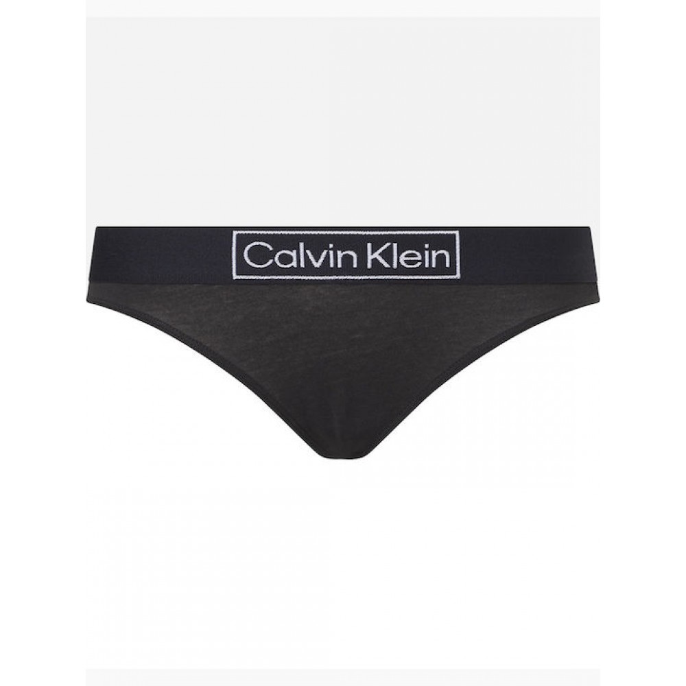 CALVIN KLEIN Thong 000QF6774E-UB1, Γυναικείο Εσώρουχο Στρινγκ με λογότυπο ΜΑΥΡΟ