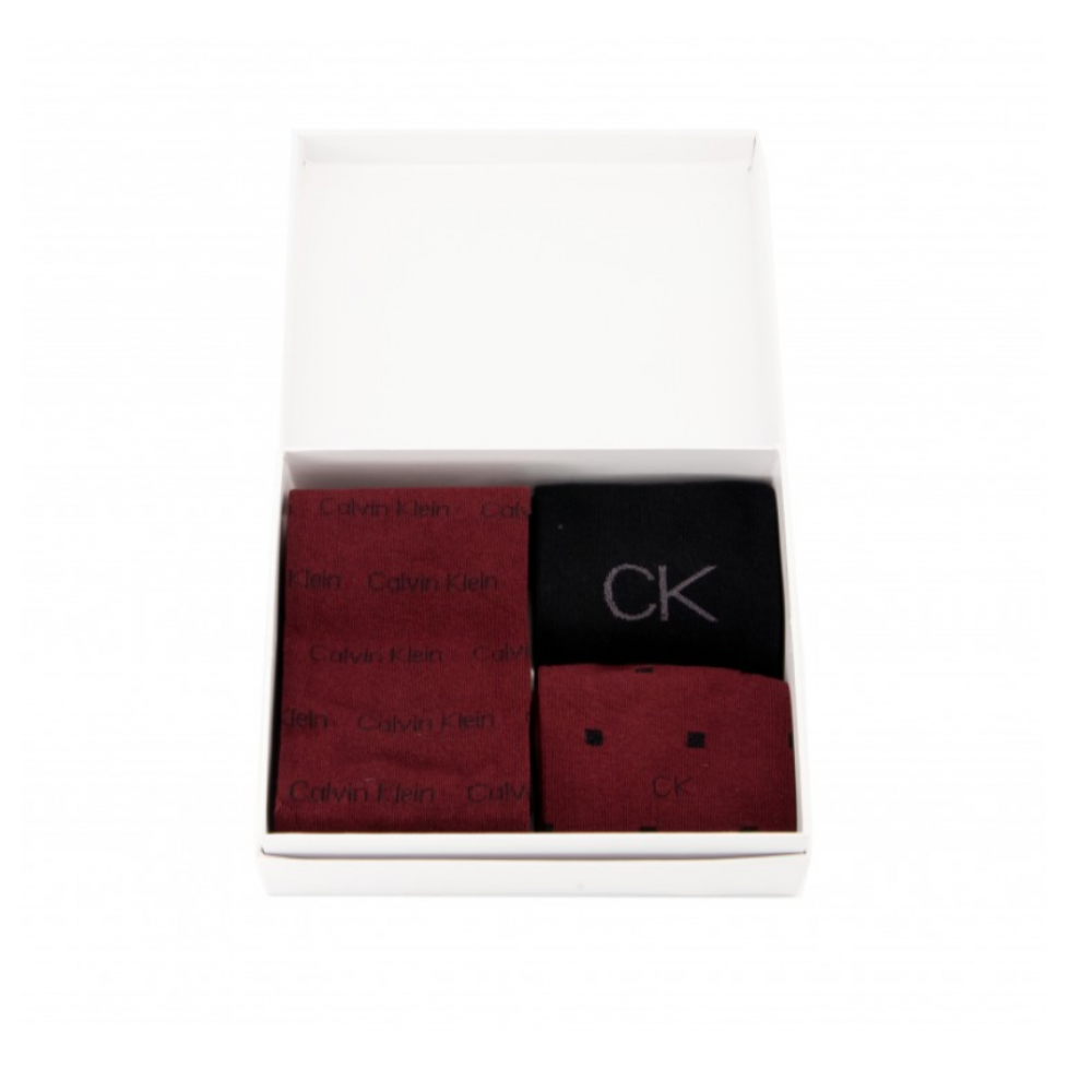 Γυναικείες Κάλτσες Calvin Klein Women Sock 3pc Lurex Logo Giftbox 701224118-003,  Burgundy Combo