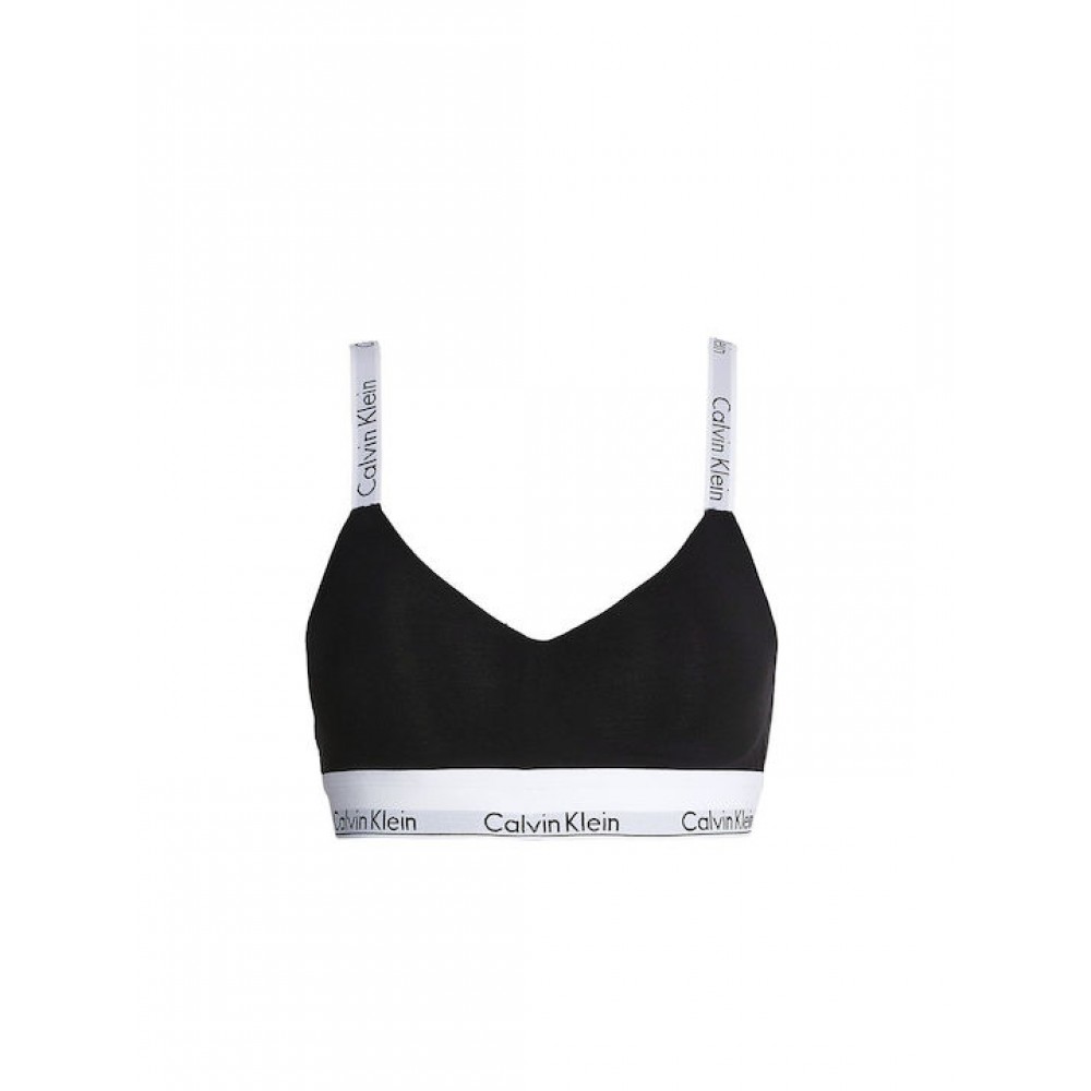 Calvin Klein Light Lined Bralette  000QF7059E-UB1 Γυναικείο Μπουστάκι με επένδυση και άσπρο λάστιχο ΜΑΥΡΟ