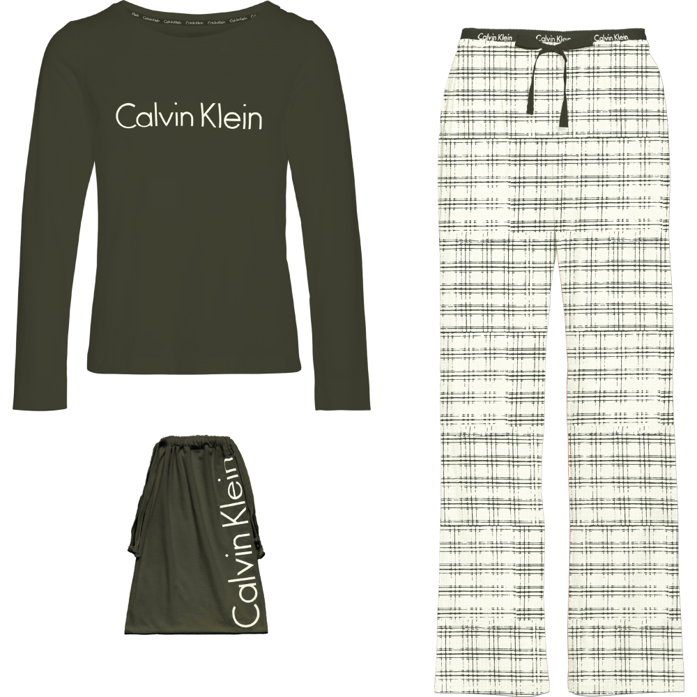 Γυναικεία Πυζάμα Calvin Klein 000QS6350E-6TD  βαμβακερή με καρό παντελόνι