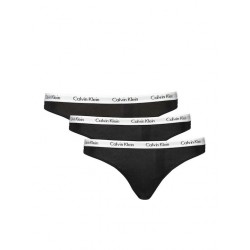 Calvin Klein  QD3587E-001 Thong 3PK, βαμβακερά κυλοτάκια  σε συσκευασία των 3 τεμαχίων ΜΑΥΡΑ