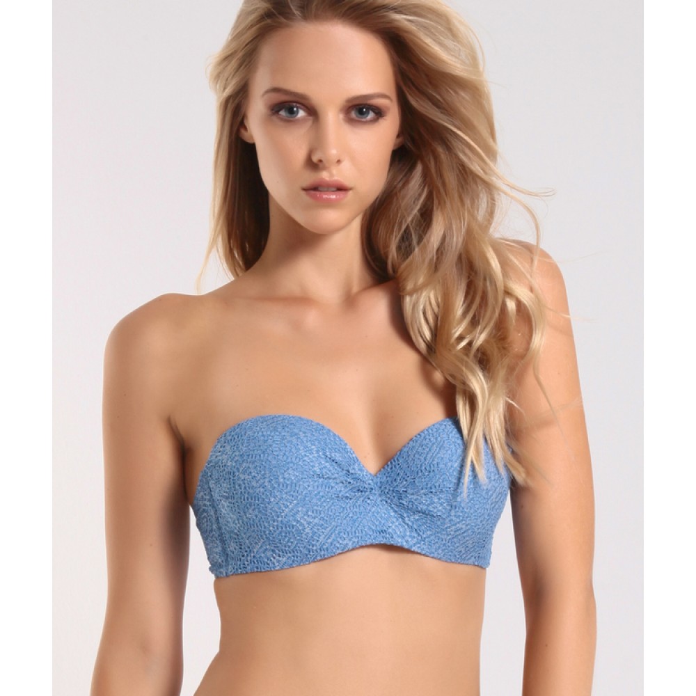 Μαγιό Strapless push up, με ενίσχυση που αφαιρείται, με κούμπωμα στη πλάτη, extra τιράντες για δέσιμο στο λαιμό, ERKA MARE 77601