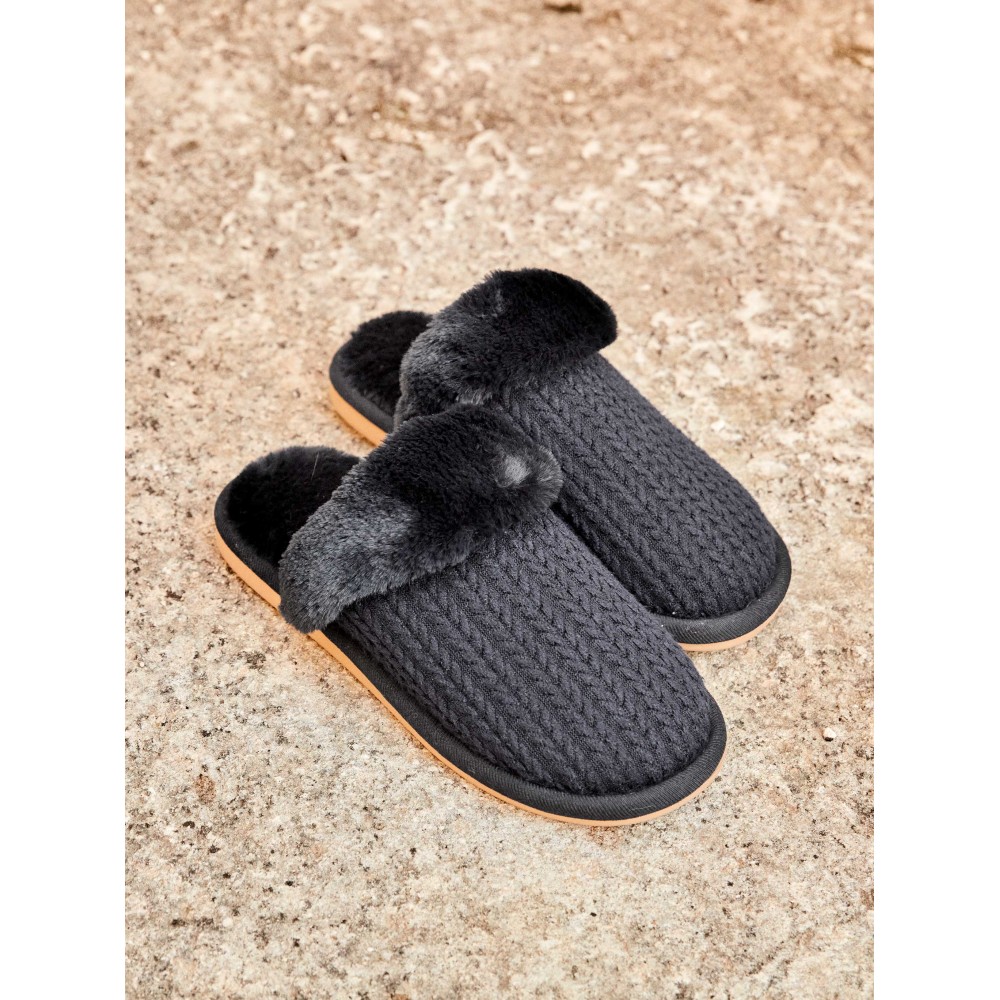 Gisela 2/50069, Γυναικείες Παντόφλες με βελούδινο fleece εσωτερικά, ΜΠΛΕ ΣΚΟΥΡΟ