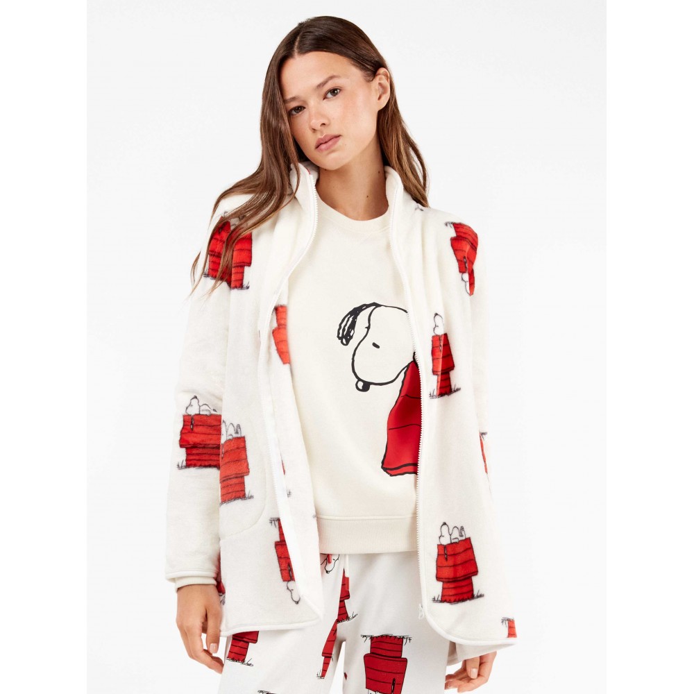 GISELA 2/20333, Γυναικεία Ρόμπα Fleece με φερμουάρ SNOOPY