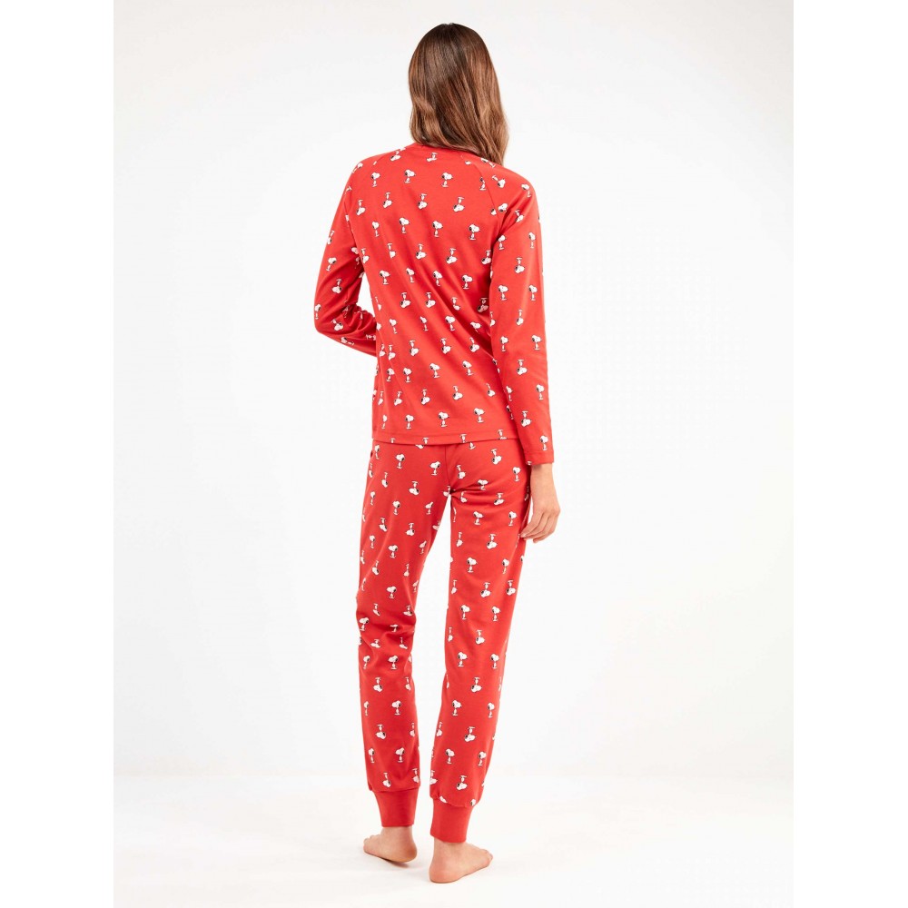 Gisela 2/20334, Γυναικεία Πυτζάμα Βαμβακερή Peanuts Snoopy, KOKKINH Gisela 2/20334, Γυναικεία Πυτζάμα Βαμβακερή Peanuts Snoopy, KOKKINH
