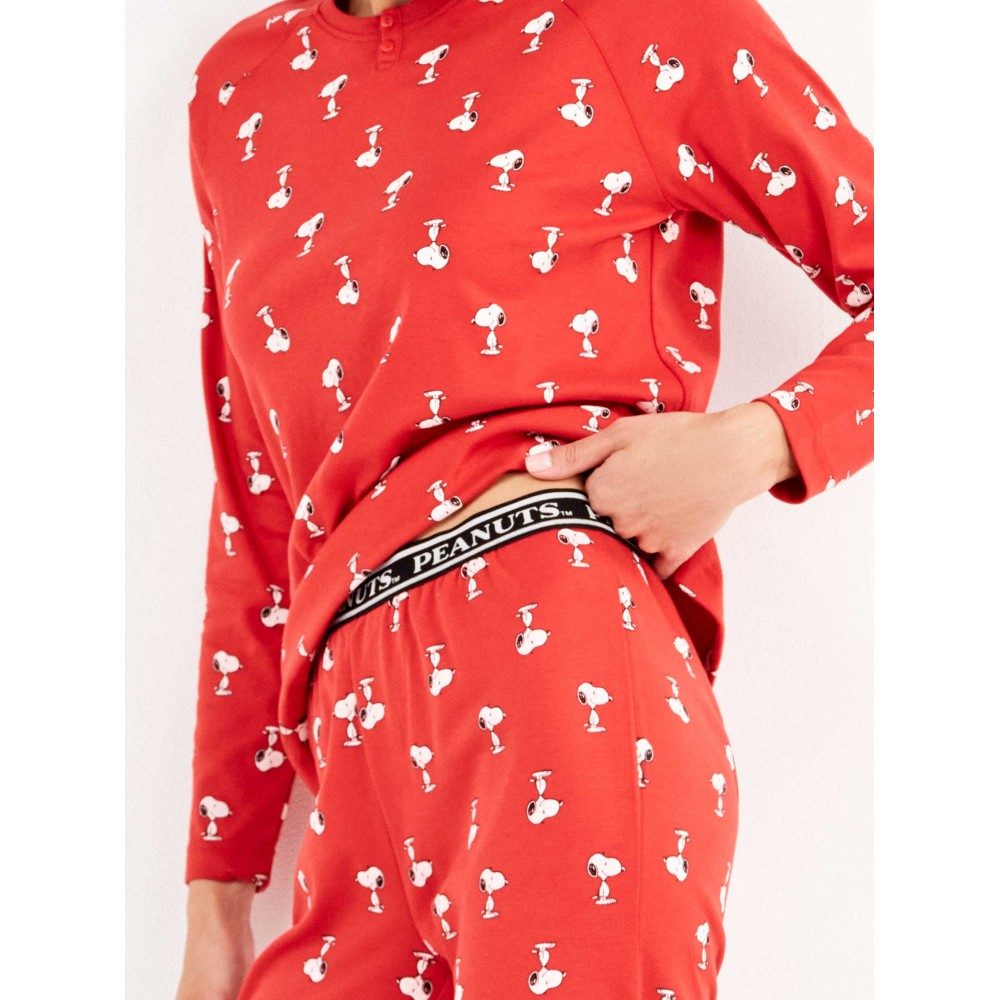 Gisela 2/20334, Γυναικεία Πυτζάμα Βαμβακερή Peanuts Snoopy, KOKKINH Gisela 2/20334, Γυναικεία Πυτζάμα Βαμβακερή Peanuts Snoopy, KOKKINH