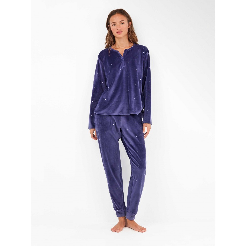 Gisela 2/20316, Γυναικείο Homewear  Microvelour Πουά, ΜΠΛΕ Gisela 2/20316, Γυναικείο Homewear  Microvelour Πουά, ΜΠΛΕ