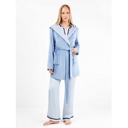 GISELA 2/20321, Γυναικεία Ρόμπα Fleece σταυρωτή με κουκούλα, ΣΙΕΛ