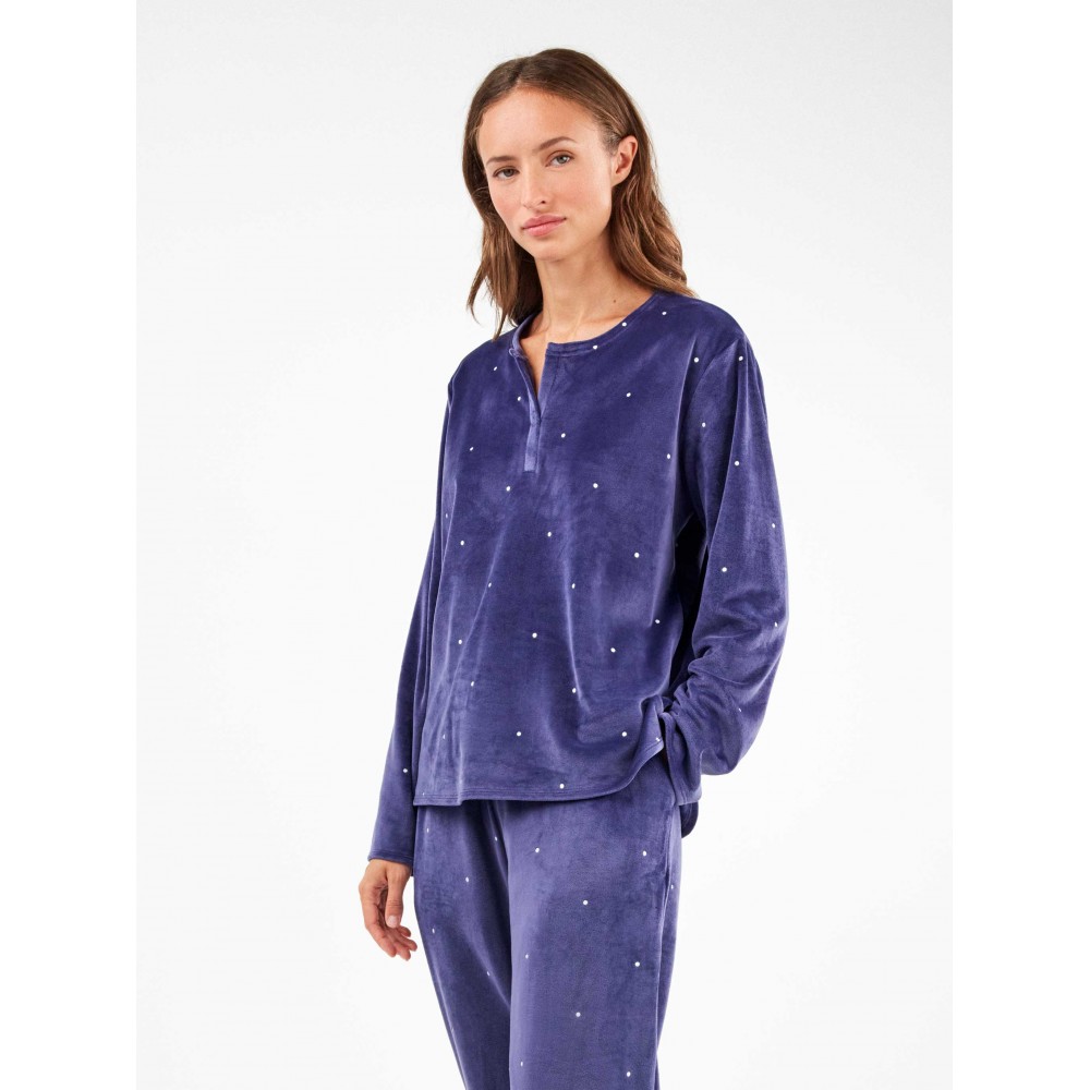 Gisela 2/20316, Γυναικείο Homewear  Microvelour Πουά, ΜΠΛΕ Gisela 2/20316, Γυναικείο Homewear  Microvelour Πουά, ΜΠΛΕ