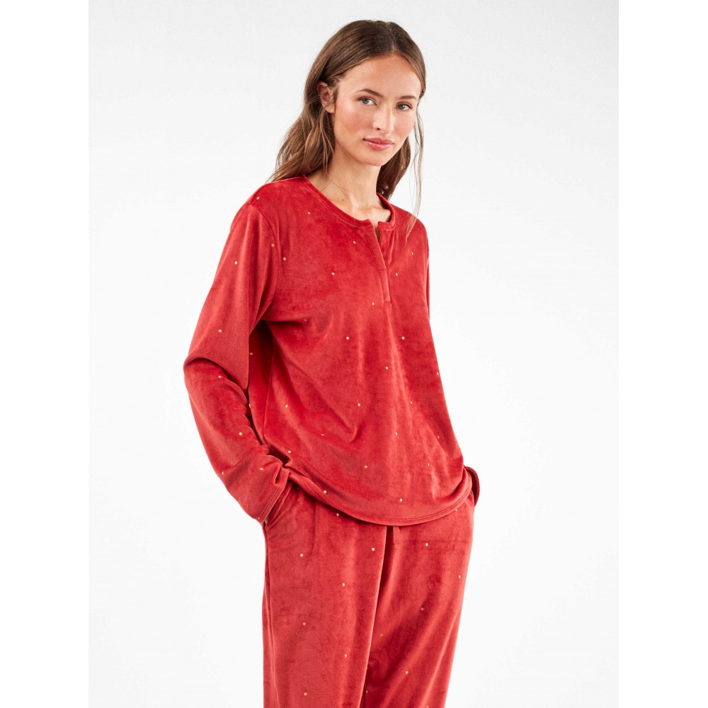 Gisela 2/20316, Γυναικείο Homewear  Microvelour Πουά, ΚΟΚΚΙΝΟ Gisela 2/20316, Γυναικείο Homewear  Microvelour Πουά, ΚΟΚΚΙΝΟ