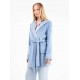 GISELA 2/20321, Γυναικεία Ρόμπα Fleece σταυρωτή με κουκούλα, ΣΙΕΛ