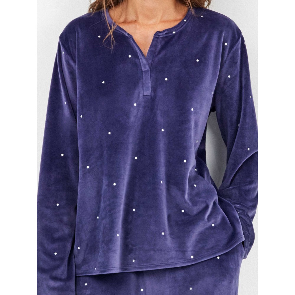 Gisela 2/20316, Γυναικείο Homewear  Microvelour Πουά, ΜΠΛΕ Gisela 2/20316, Γυναικείο Homewear  Microvelour Πουά, ΜΠΛΕ