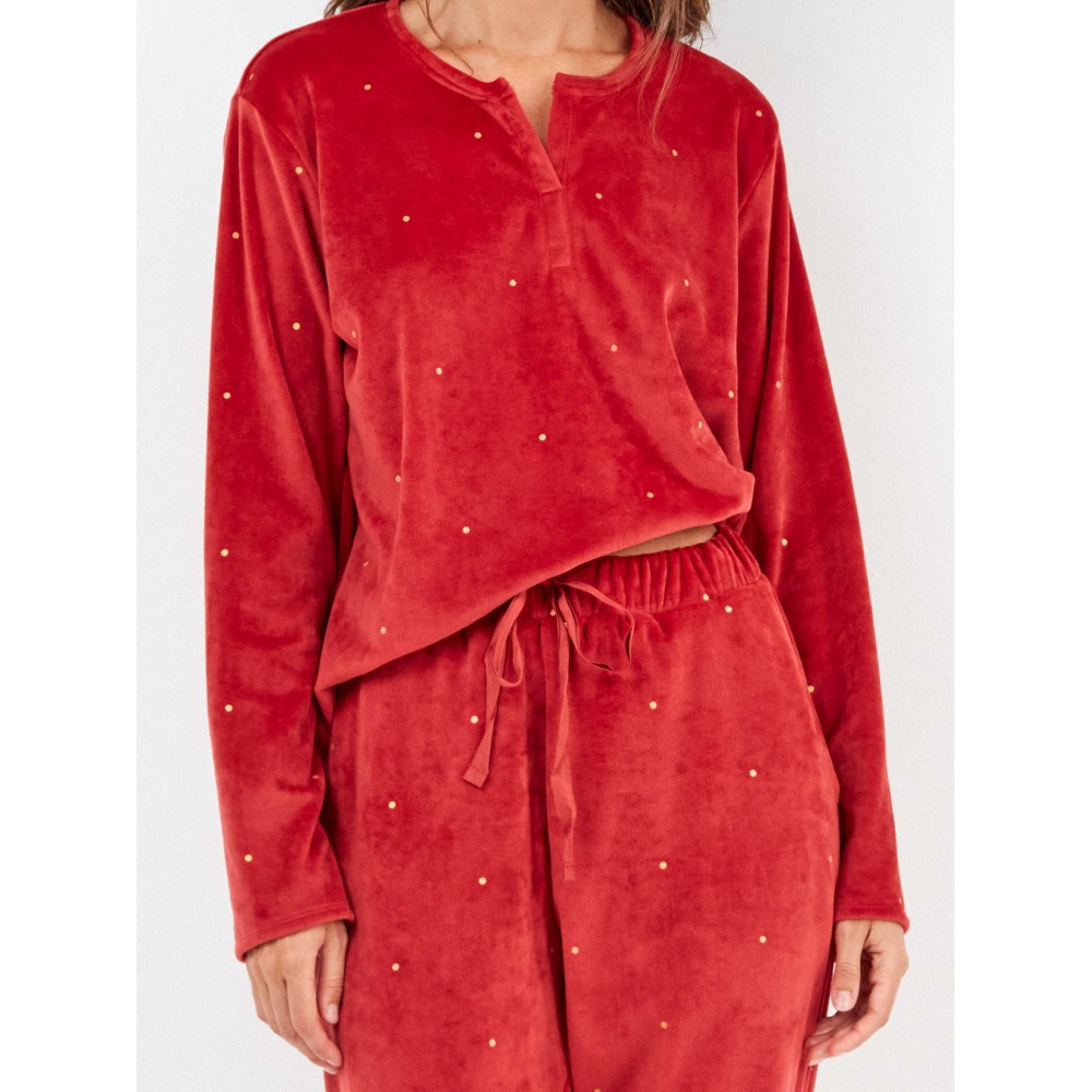 Gisela 2/20316, Γυναικείο Homewear  Microvelour Πουά, ΚΟΚΚΙΝΟ Gisela 2/20316, Γυναικείο Homewear  Microvelour Πουά, ΚΟΚΚΙΝΟ