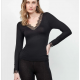 Gisela 1/10063T, Γυναικείο Ισοθερμικό Μπλουζάκι με μακρύ μανίκι και δαντέλα, ΜΑΥΡΟ