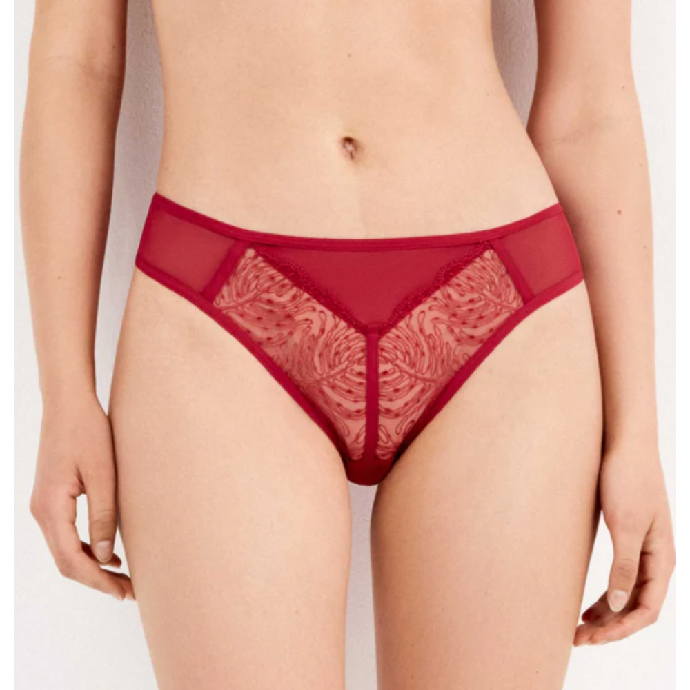 GISELA 2/10138B, Γυναικεio Κυλοτάκι Mini με δαντέλα και τούλι, ΚΟΚΚΙΝΟ