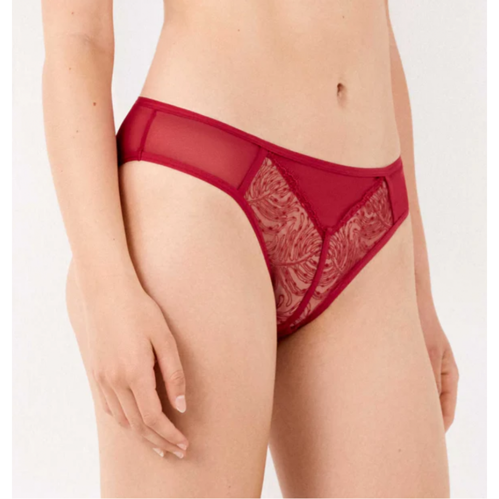 GISELA 2/10138B, Γυναικεio Κυλοτάκι Mini με δαντέλα και τούλι, ΚΟΚΚΙΝΟ