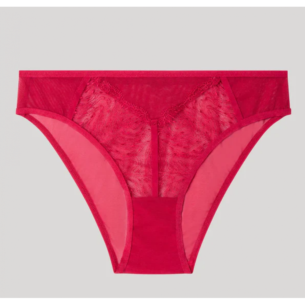 GISELA 2/10138B, Γυναικεio Κυλοτάκι Mini με δαντέλα και τούλι, ΚΟΚΚΙΝΟ