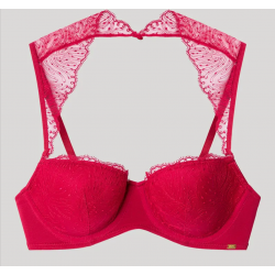 GISELA 2/10138T, Γυναικεio  Σουτιέν Balconette με δαντέλα στην πλάτη, ΚΟΚΚΙΝΟ