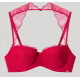 GISELA 2/10138T, Γυναικεio  Σουτιέν Balconette με δαντέλα στην πλάτη, ΚΟΚΚΙΝΟ