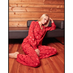 Gisela 2/20325, Γυναικεία Πυτζάμα Κουμπωτή Viscose Πουά, ΚΟΚΚΙΝΗ 