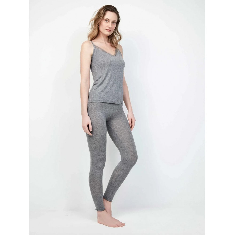 Gisela 1/10062T, Γυναικείο Ισοθερμικό Φανελάκι με Τιράντα και Δαντέλα, ΓΚΡΙ