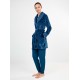 Gisela 2/20425, Γυναικεία Ρόμπα Fleece με κουμπιά και ζώνη, ΜΠΛΕ
