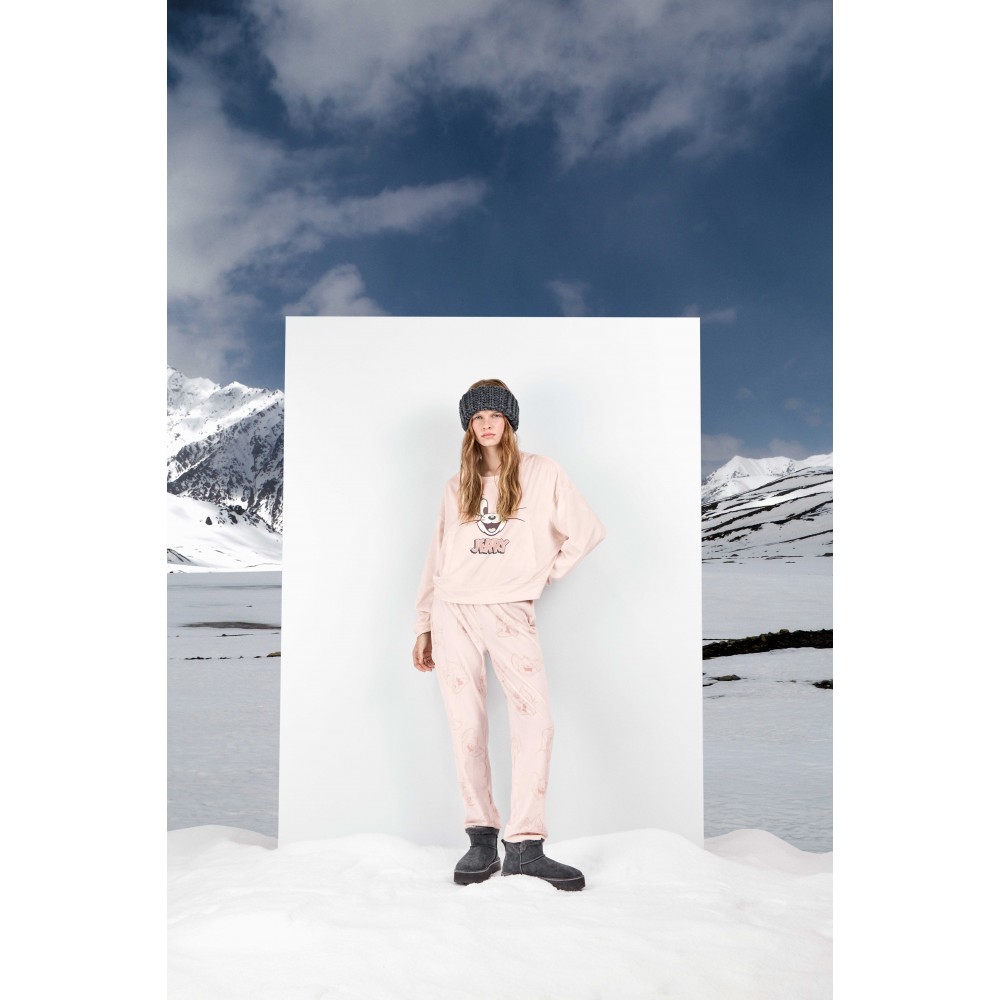 Gisela 2/20481, Γυναικεία Πυτζάμα TOM & JERRY Fleece, ΠΟΥΔΡΑ