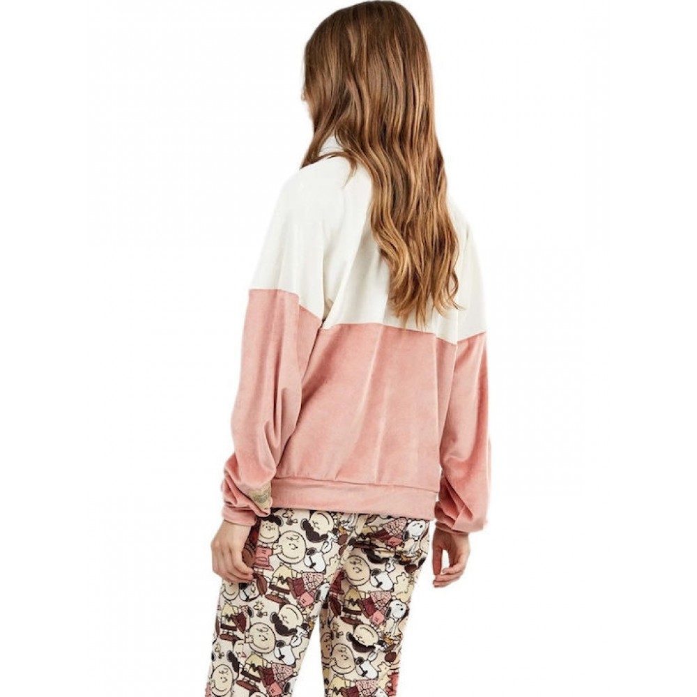 Gisela 2/20455, Γυναικεία Πυτζάμα από βελούδινο Fleece Regular Fit, ΣΟΜΟΝ