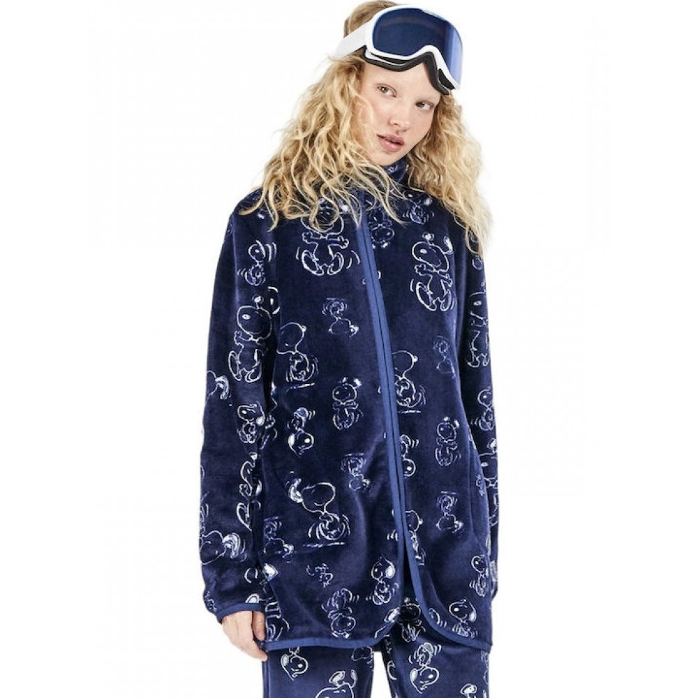 Gisela 2/20465, Γυναικεία Fleece ρόμπα SNOOPY,  ΜΠΛΕ ΣΚΟΥΡΟ